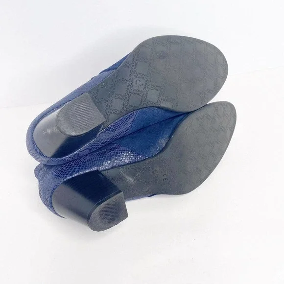 VIONIC Ankle Boots Sz 9.5 322 Anne Blue Suede Snakeskin Accent Side Zip Women - Picture 7 of 12